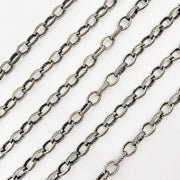Oxidized Sterling Silver Textured Oval Chain